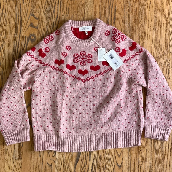 NWT The Great Sweetheart Pullover sweater. Size 1. Pink with red hearts. - Picture 5 of 9